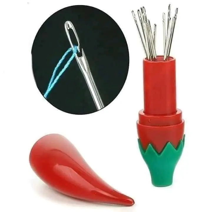 hộp kim Hộp kim khâu không cần xỏ chỉ hình quả ớt 1 hộp + 12 kim