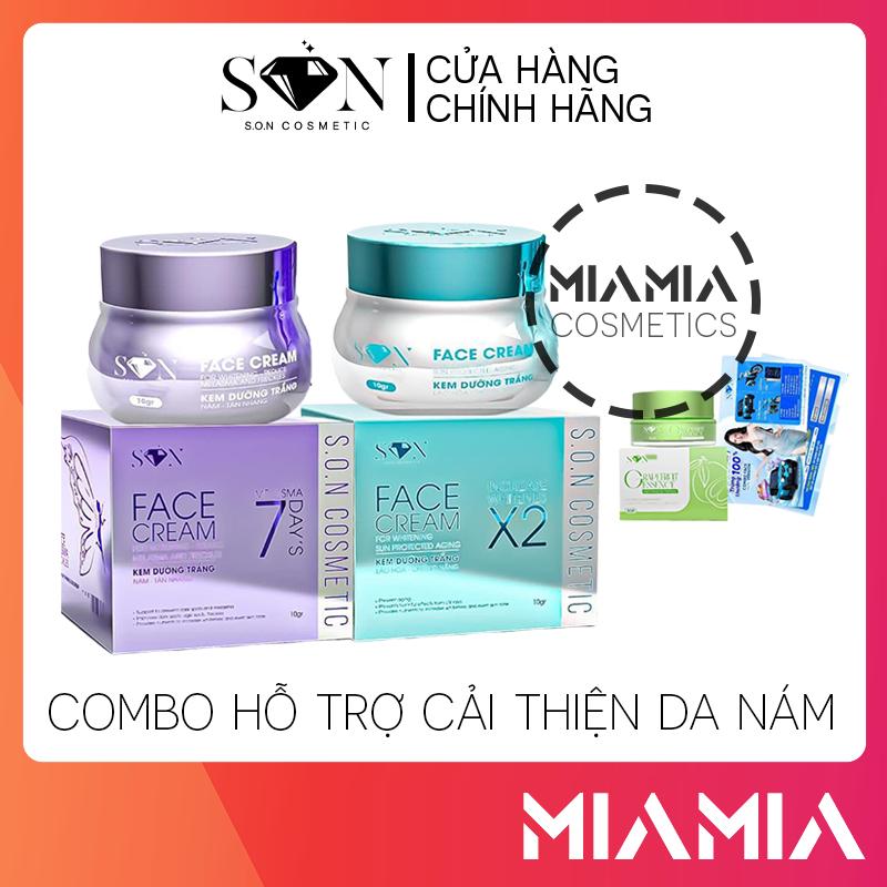 Bộ Combo Kem Face Tím Trắng SON Cosmetic Nguyễn Tiên Chính Hãng - Tặng Cao bưởi