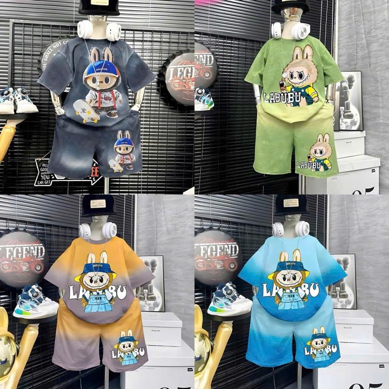 Combo 3, 4 bộ quần áo LABUBU cho bé trai logo 6D, size 10-40kg sản phẩm hot mặc thoáng mát, chất thun lạnh thái - LBB01 Áo Thun