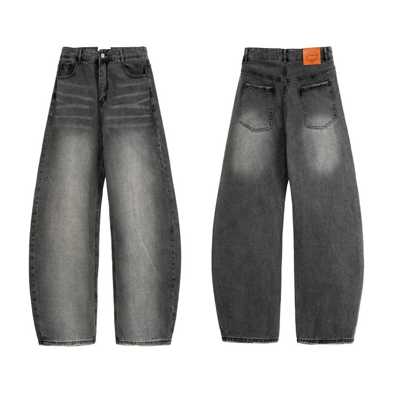 ￼Quần Jean Dài Ống Rộng Nam Nữ Wash Basic | HDB BAGGY JEANS 7
