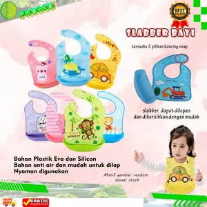 Slabber Bayi WATERPROOF ANTI KOTOR / Baby Bibs Silikon Slaber Celemek Makan Bayi untuk Travel oke