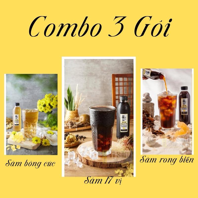 Combo 3 gói trà Vị Sâm ( 1 gói sâm bông cúc + 1 gói sâm rong biển + 1 gói sâm 17 vị) KÈM CÔNG THỨC NấU Nước Trà Chè