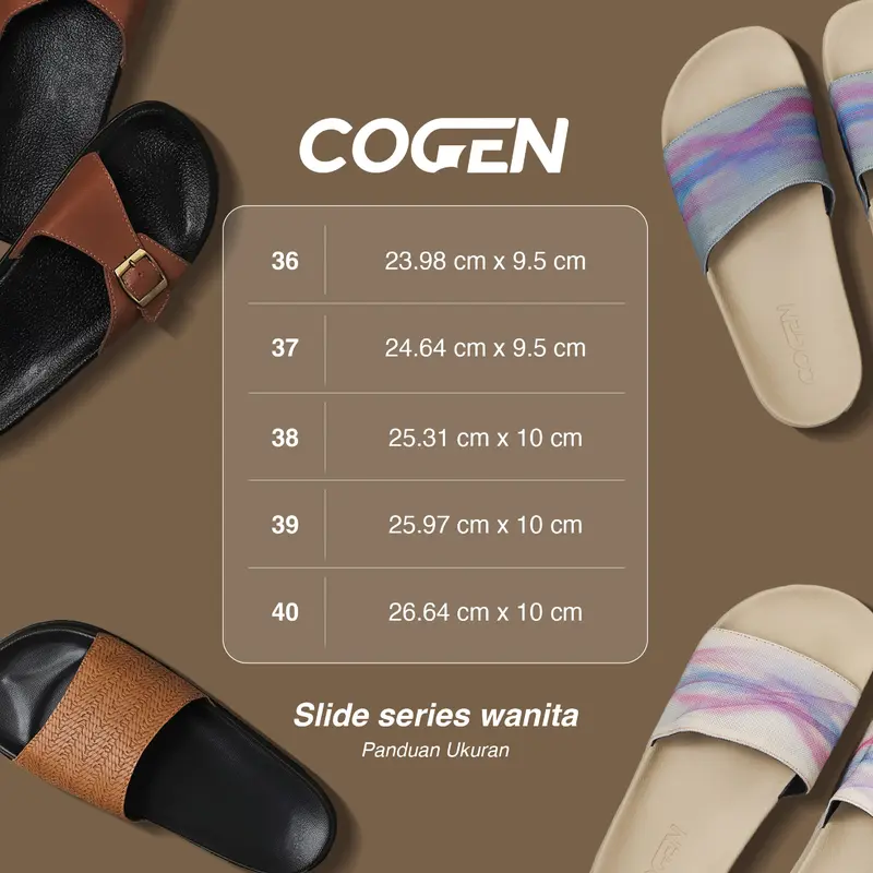 Cogen Sendal Flat Sandal Slop Wanita Slide Rubber Bym Series - Black 7