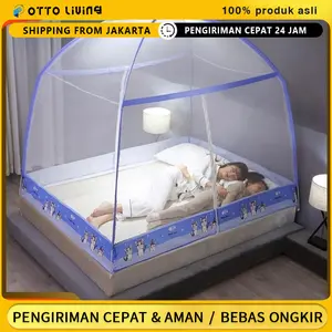 【Dikirim dari Indonesia】2025 Model Baru Kelambu Jumbo Lipat Cantik - Super Ukuran King 200x220/180x200, Tebal Anti - Nyamuk 32GSM, Tahan Rontgen 300D Oxford, Gantung 4 Kaki,