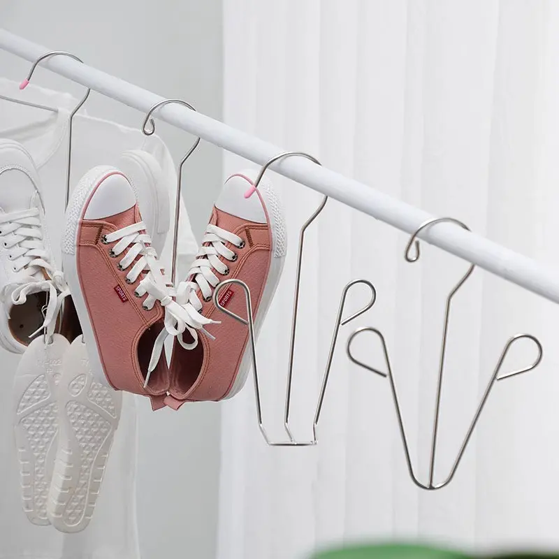 Stainless Steel Shoe Rack Multi-Functional Drying Shoes Artifact Bold Outdoor Balcony Rack Dormitory Shoe Drying Rack Factory Wholesale Hangers Organiser Hanging