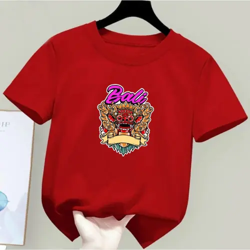 Kaos Anak BARONG Bali Unisex Usia 2-12Th Baju Lengan Pendek Atasan Oblong DTF COD Cewek Katun 2