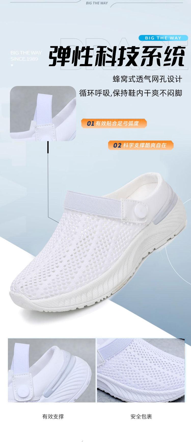Product Introduction of 2025 Summer Women's Breathable Hollow-out Mesh Shoes Slip-on Lazy Semi Slipper Hole Shoes Fashion Casual Beach Women's Sandals 4