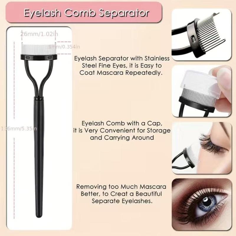 Travel Eye Makeup Tool Kit, 16pcs Eyelash Curling Tool Set Including Eyelash Curler & Eyebrow Brush & Eyelash Comb & Eyelash Separator & Replacement Pad 6
