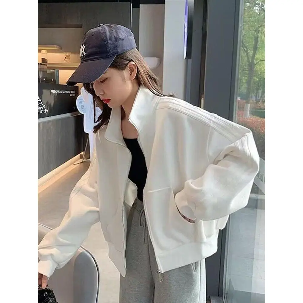 2024 Zipped Sports Coat Women's 2024 Spring and Autumn New Baseball Uniform Casual Slimming Jacket Cardigan Top Loose All-Matching