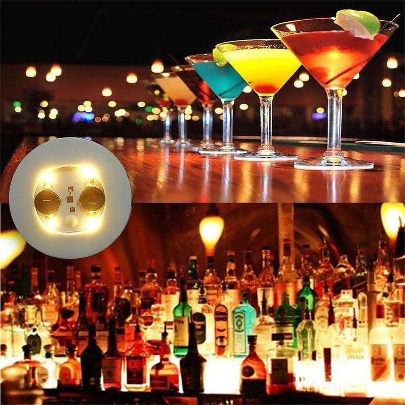 2pcs LED Wine Bottle Coaster, 3 Mode Decorative Bottle Light Coaster, Decor Light Placemat For Party & Bar 6