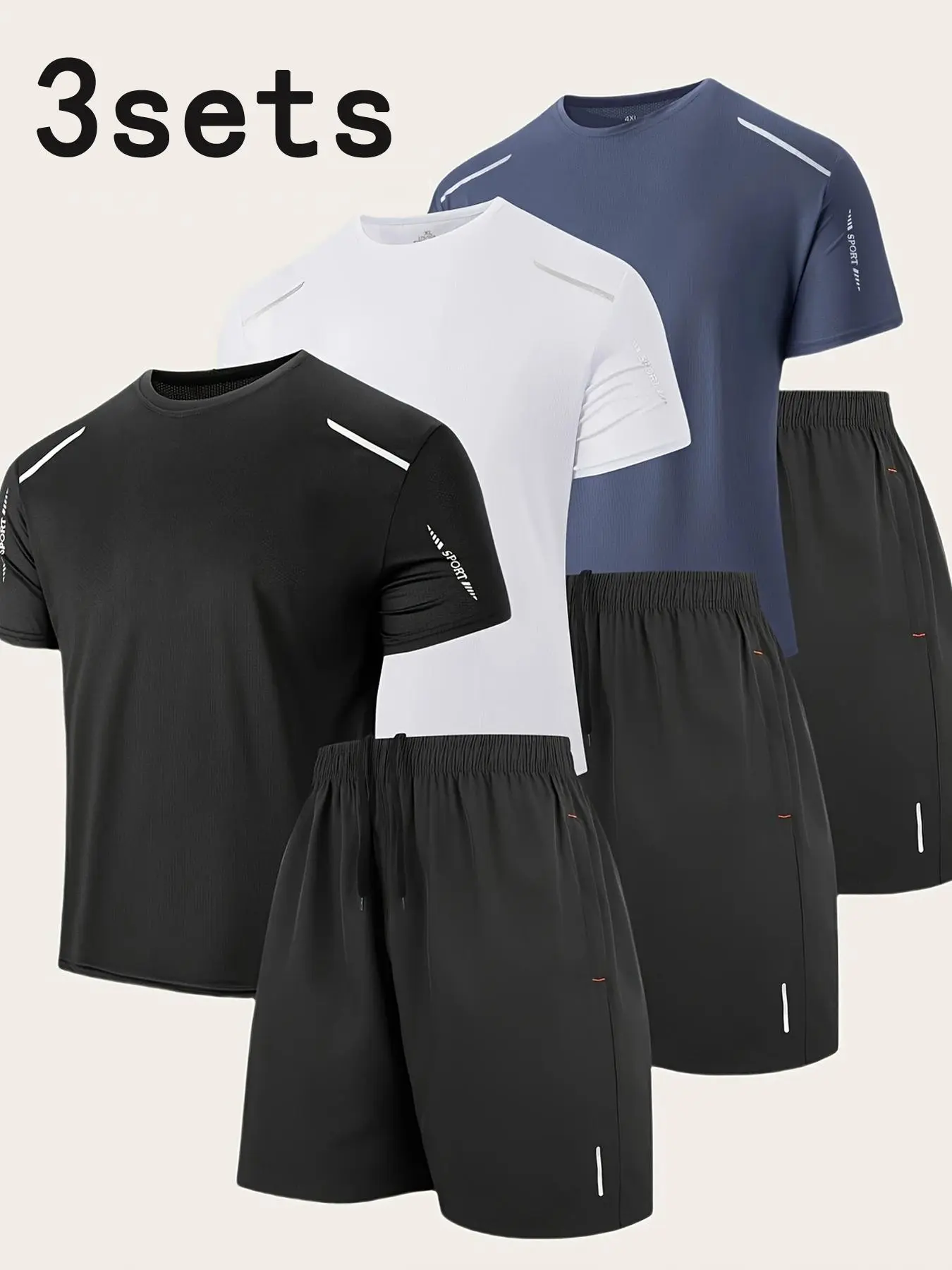 Men's Solid Round Neck Tee & Shorts Set, Regular Fit Crew Neck Short Sleeve T-Shirt & Track Shorts, Casual Summer Clothes Set for Outdoor