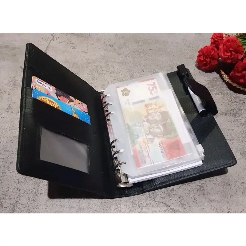Binder A6 Ring 6 Financial Planner Budgeting Keuangan Loose Leaf Zipper Lock Sinking Funds Tantangan Target Menabung Catatan Keuangan Casflow 0