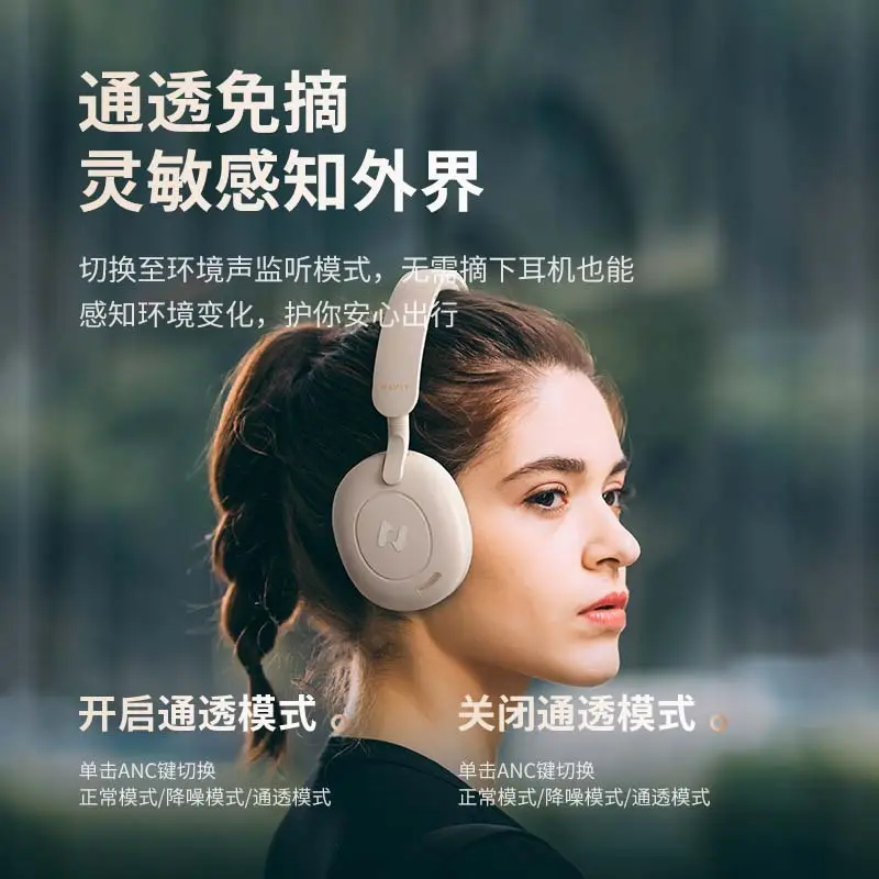 Havit H655bt Bluetooth Headset ANC Active Noise Reduction Ultra-Long Life Battery Stereo Bluetooth Headphone Head-MountedHuawei Xiaomi vivo earphones (compatible with Apple)