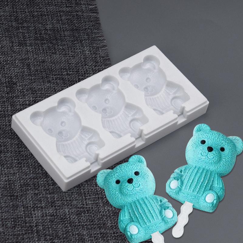 Product Introduction of Bear Ice  Silicone Mold Jelly Chocolate Popsicle Cake Mould Cake Decorating Tool Kitchen Baking Accessories 3 Cavities Cute 5