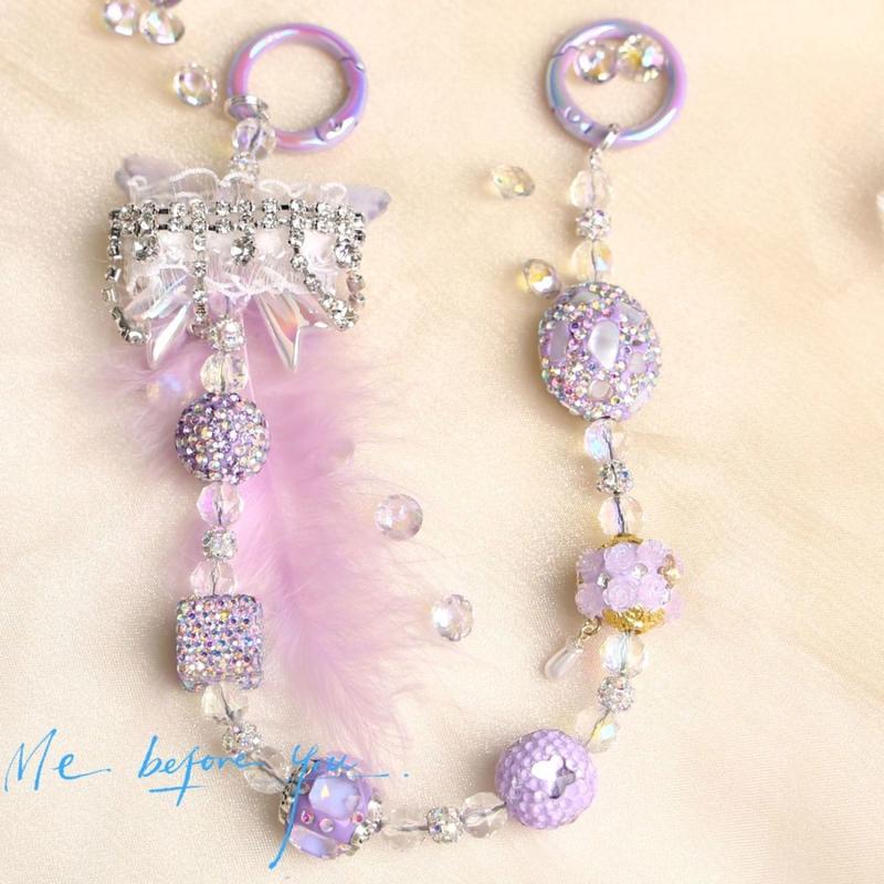 Product Introduction of Luxury Ins Style DIY Heavy Industry Nepal Mobile Phone Charm Mobile Phone Lanyard Bag Chain Popular Gradient Pink 10