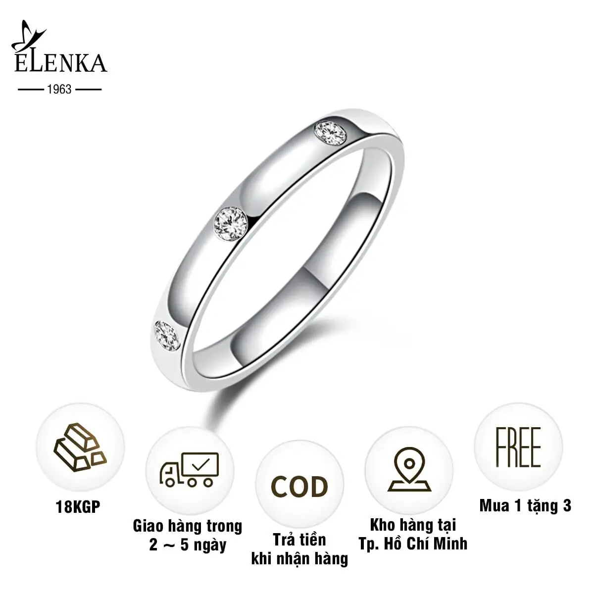 ELENKA - Nhẫn thép Titan thiết kế đơn giản đính 7 đá phụ kiện trang cặp đôi phong cách unisex nhẫn  kim   nhẫn