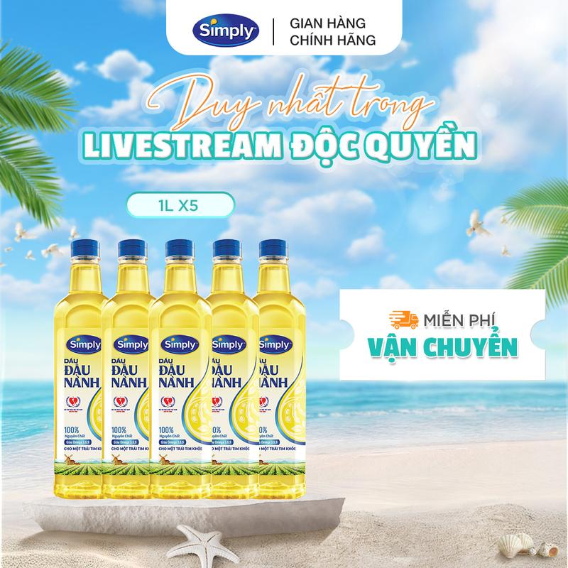 Combo 5 Dầu Ăn Đậu Nành Simply Nguyên chất 1L
