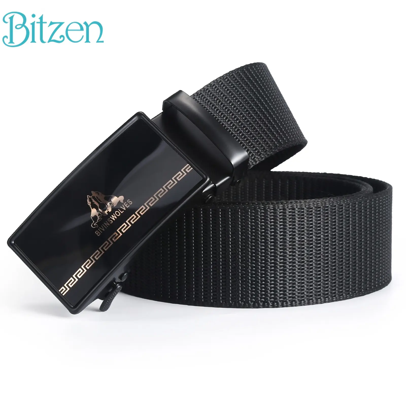 Bitzen Ikat Pinggang Pria Belt Sabuk Gesper Pria Awet Model Formal Hitam Nylon Canvas