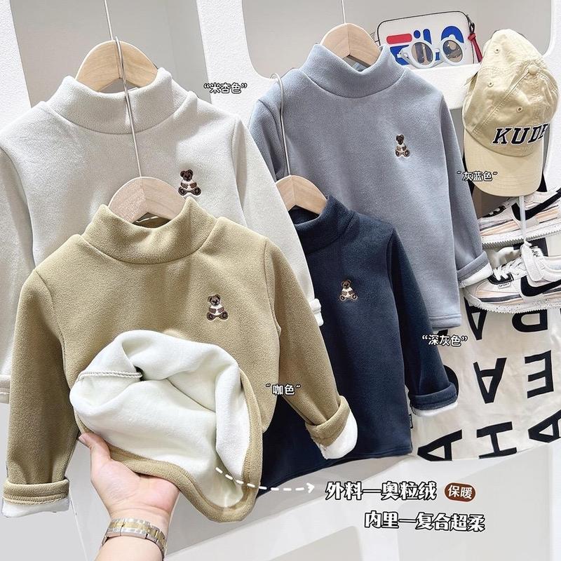 ( form to) Áo giữ nhiệt lót lông cho bé trai KACADY, áo cao cổ cho bé siêu ấm lót lông mềm mịn thu đông 2024 (phom áo to) Len Jean