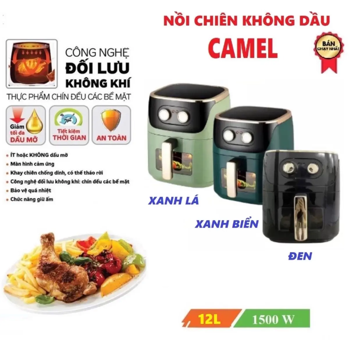 Nồi chiên không dầu Camel 10lít , 12 lít
