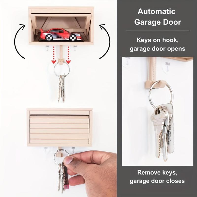 Car Garage Design Key Holder with Hook, 1 Count Wall Mounted Key Organizer for Entryway Garage, Ideal Gift for Birthday, Holiday, Shelves, Decor, Wall Shelf, Garage Storage 4