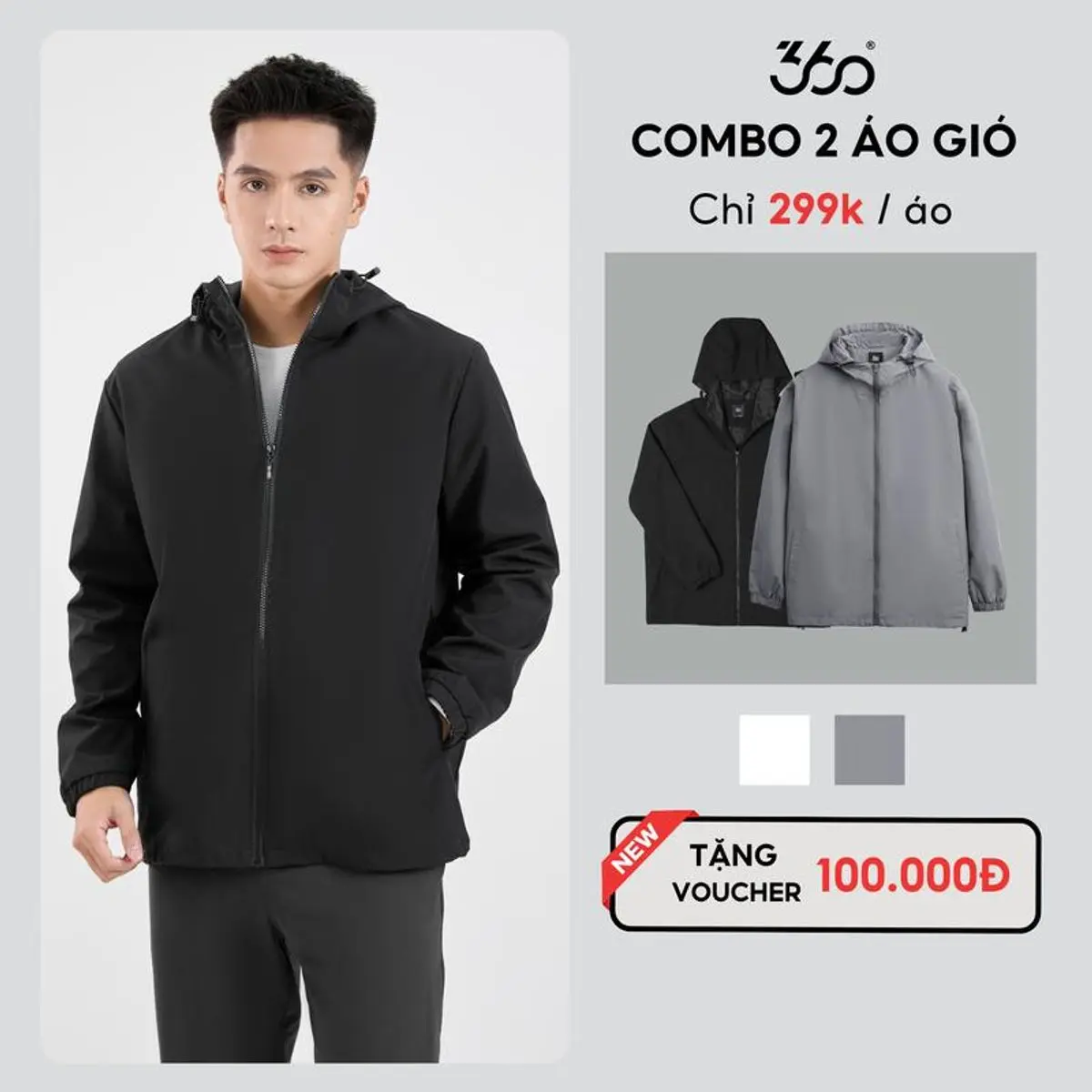 (Tặng ngay VOUCHER 100K  khi mua 2 áo) Áo khoác gió nam nữ Unisex 360Boutique khoác dù form rộng chống nước nắng có mũ có bigsize Jacket - AKGOL418 Menswear