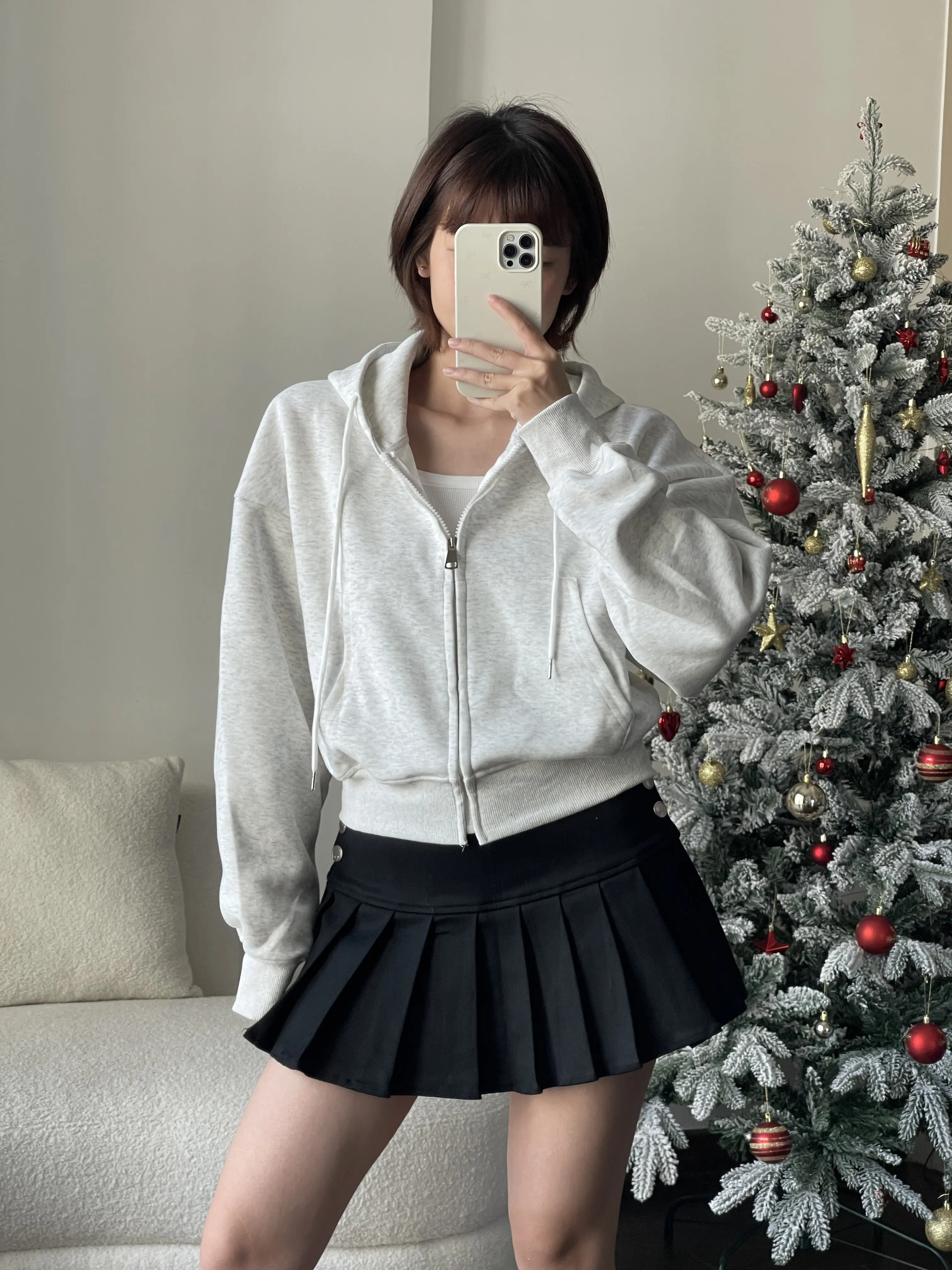 KeithHouse AHD04 - Áo khoác nỉ nữ croptop hoodie zip form rộng mũ to khoác thu đông