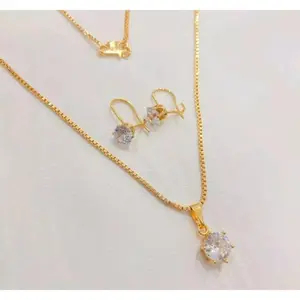 PERHIASAN WANITA KALUNG TITANIUM LIONTIN PERMATA FREE ANTING DESY PERMATA CANTIK TERBARU