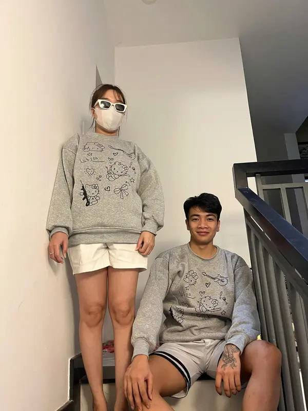 Áo Nỉ nam nữ Xám form rộng đẹp ,ao sweater Hello Kitty in hình cute mùa đông local brand 3