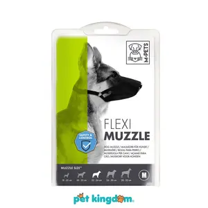 Pet Kingdom M-Pets Flexi Penutup Moncong Anjing Ukuran M - Hitam Brongsong Pengaman Gigitan Penutup Mulut Pelindung Gigit