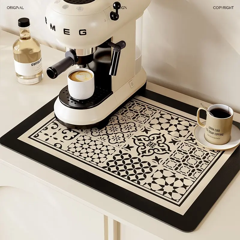 Sicily Light Luxury Coffee Machine Kitchen Countertop Drain Pad Absorbent Sink Mat Non-slip Heat-resistant Bowl Mat Mud Absorbent Pad