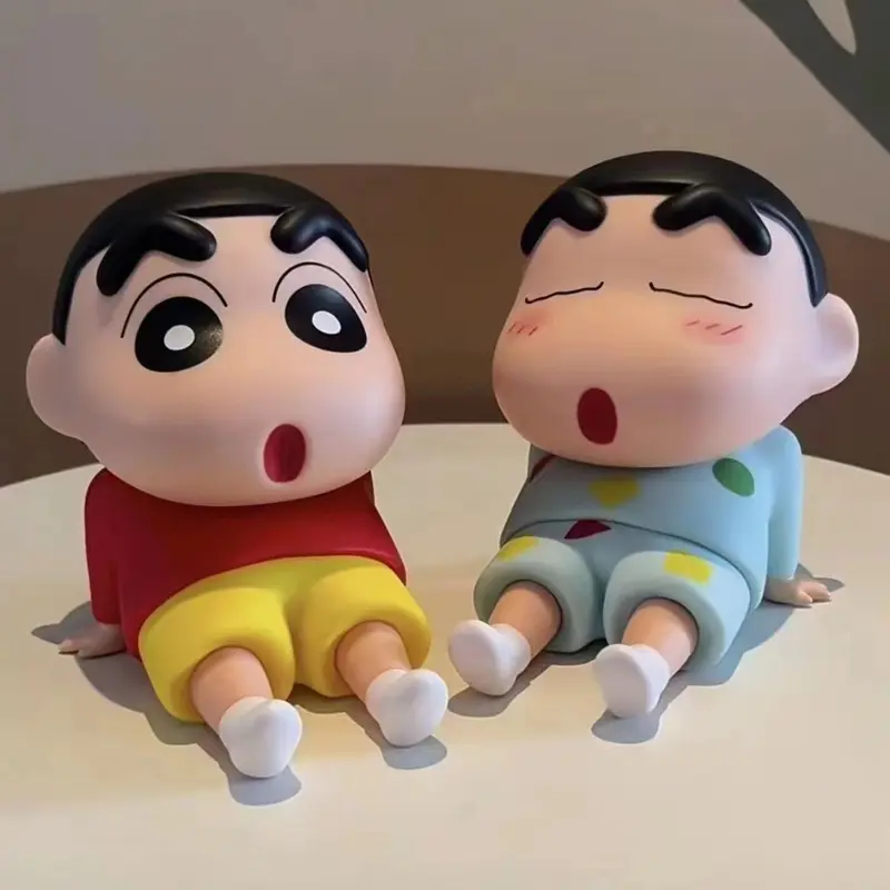 Figure Crayon Shinchan Lazy santai Phone Holder Crayon Shinchan Figure Toys Crayon Shinchan Pajangan Meja Lucu 0