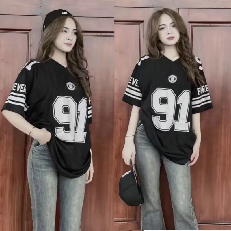 ÁO PHÔNG NỮ 3158 COTTON KHÔ  IN SỐ PHOM FREESIZE 40-75KG. Women Top