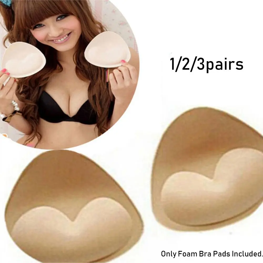 1/2/3 Pairs Skin color Sponge Foam Women Summer Breast Bras Bra Pads Insert Pad Chest Cup