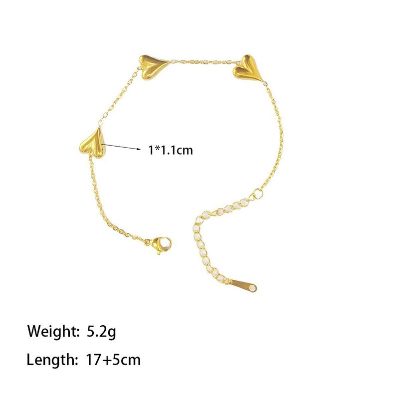 Product Introduction of Sweet Peach Hearts Necklace for Women Special-Interest Design Heart Bracelet Titanium Steel Wide Anchor Wristband Love kalung 0