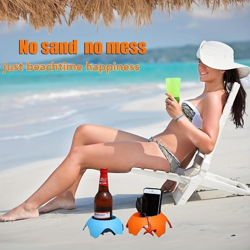 Multifunctional Beach Cup Holder, Bottle Holder, Creative Beach Holder for Beer, Beverage, Phone, Sun Glasses, Key 4