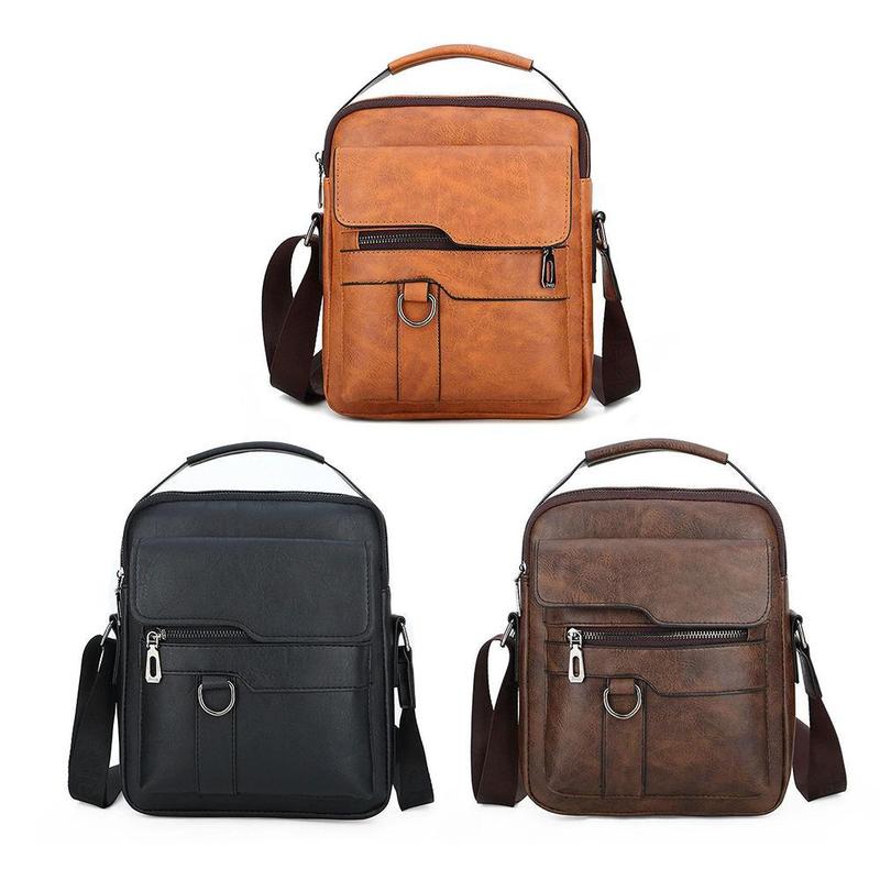 Product Introduction of Men's Messenger Bag Casual Vintage PU Leather Crossbody Handbag Adjustable Shoulder Strap Men's Briefcase Backpack 0