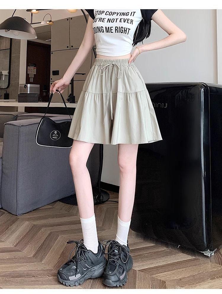 Product Introduction of [2380 People Collection] Idle Style Ice Silk Quick-Drying Wide Leg Culottes Shorts Women's Summer Thin plus Size Casual Shorts Pantskirt 14