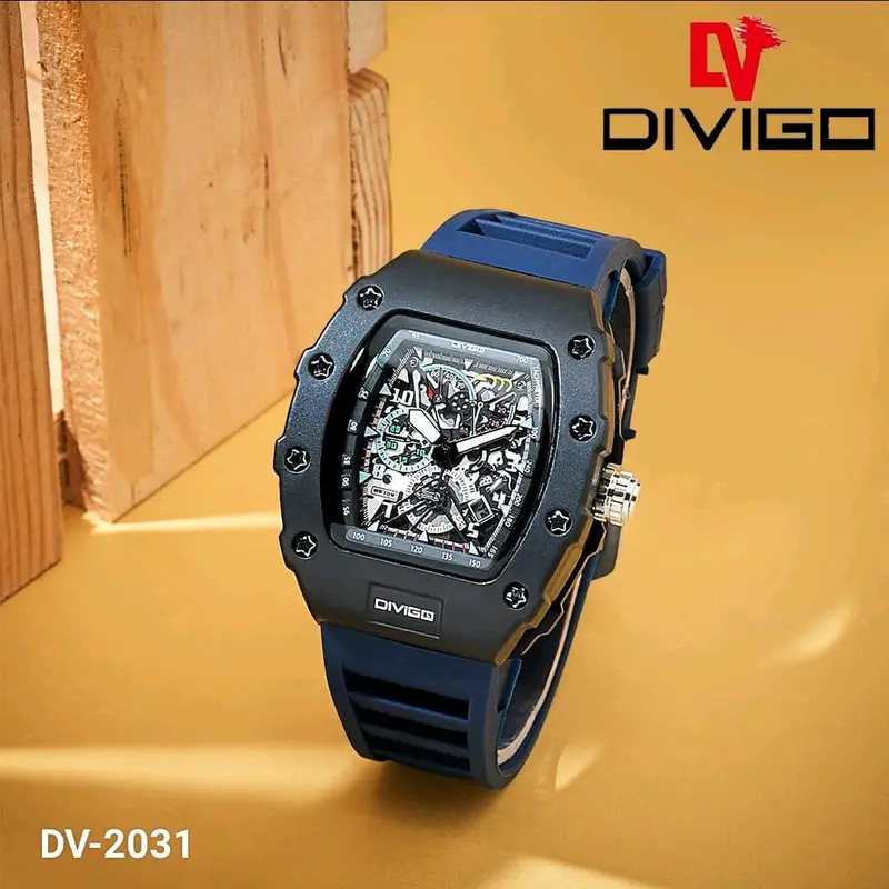 jam tangan pria divigo dv 2031 analog sport strab rubber tanggal aktif 1