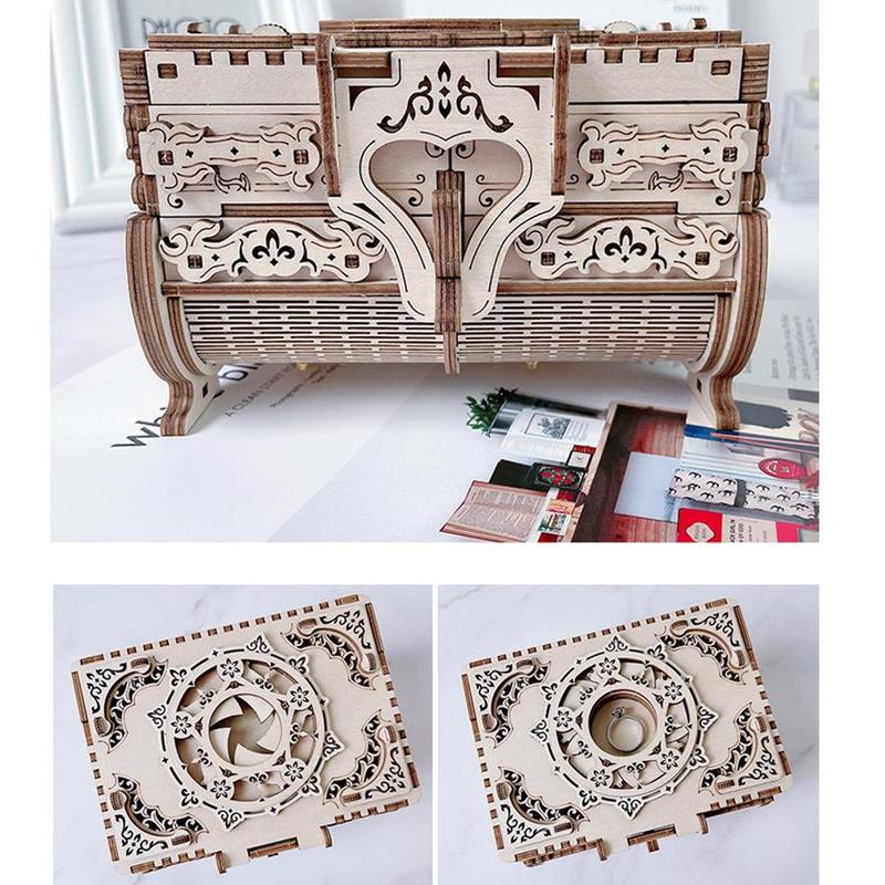 3D Wooden Puzzle Antique Box, DIY Jewelry Gift Box, Birthday Gifts For Adults And Teens 3