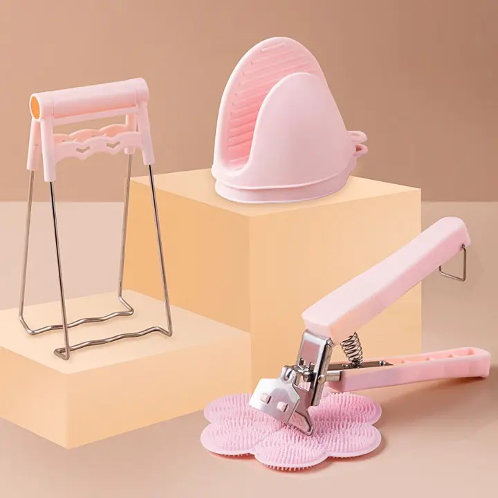 Bộ 3 dụng cụ gắp nóng nhà bếp, bộ 2 kẹp + găng tay gắp chén dĩa, nhấc nồi cách nhiệt, chống nóng, chống phỏng tay an toàn tiện dụng 6