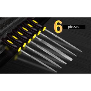 Set de 6, Kit de limas de aguja, juego de limas de acero multiusos - Hojas de pulido y desburburado para trabajos de metal de precisión, herramientas de construcción y herramientas manuales de metal duraderas con mango de goma ergonómico