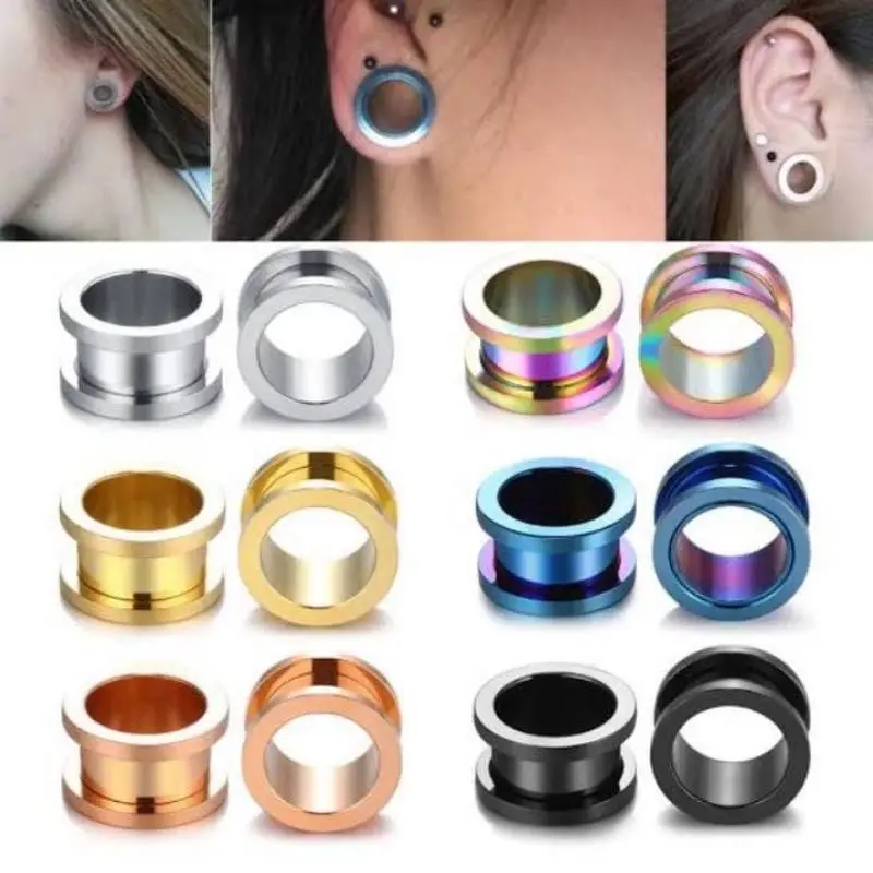 Anting Piercing Anting Plug Earplug Titanium Stainless Steel Anti Karat Anti Luntur Black Perhiasan Black Perhiasan Wanita Wanita Earrings