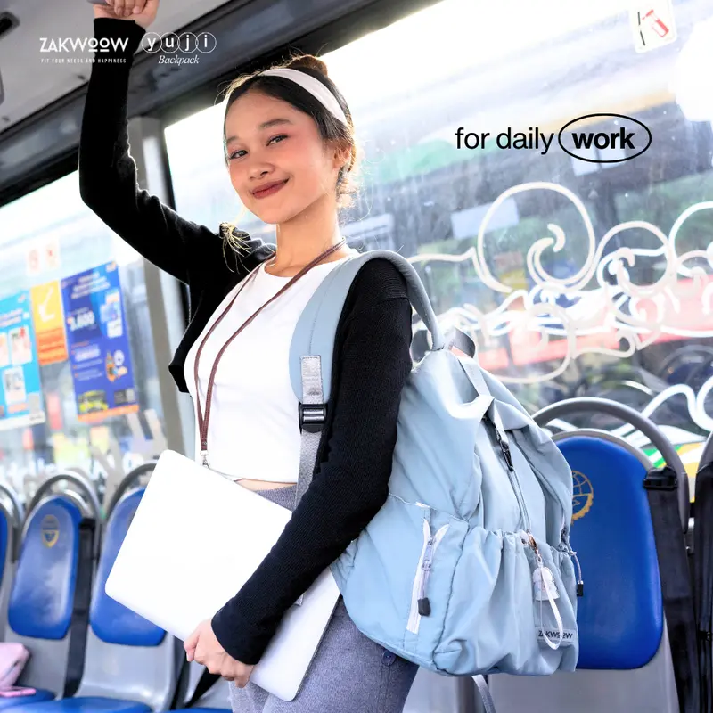 Zakwoowstyle Yuji Backpack FREE KEYCHAIN | Ransel Crinkle Lucu Anti Air Pink | Ransel Unisex 7