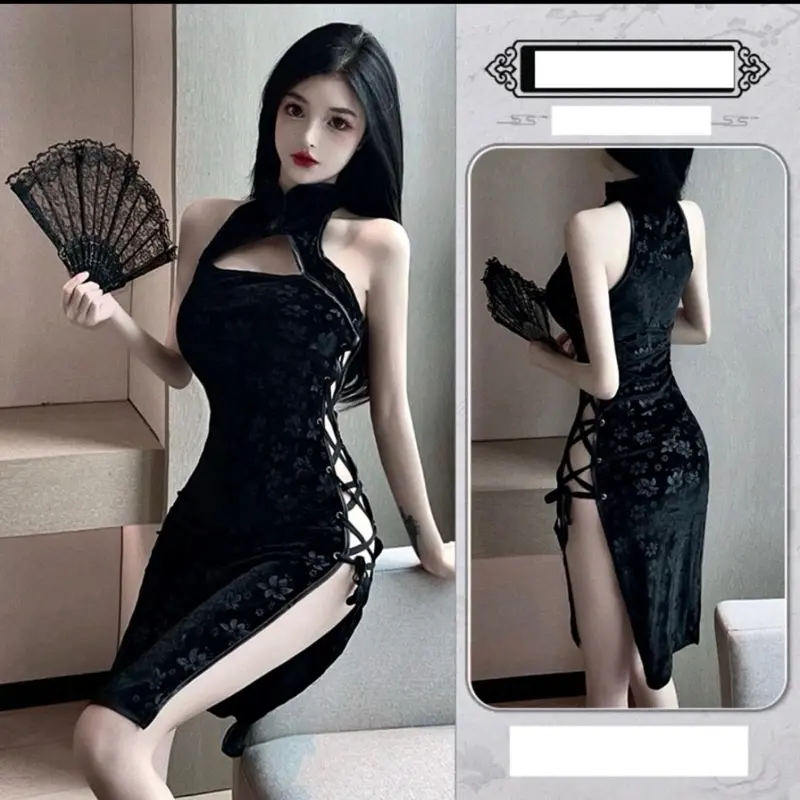 Váy Ngủ Sườn Xám trung hoa cao cấp  váyngủ Nữ Nhung váy  ngủ xinh set xy body