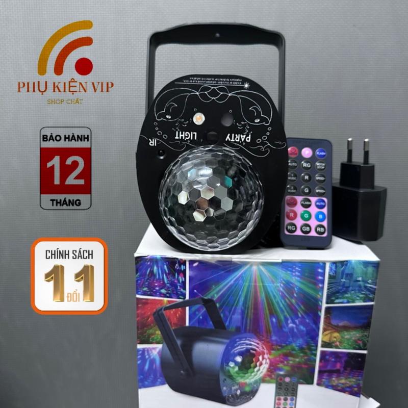 Đèn laser cảm biến, chớp theo nhạc - Kết hợp Đèn LED xoay 7 màu dùng trang trí vũ trường, phòng karaoke Nhôm Điện áp đường dây