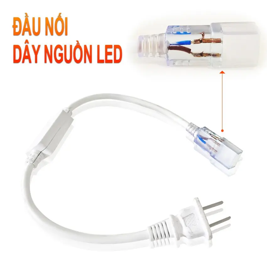 Đầu nguồn Led dây (giắc cắm Led cuộn) 2 hàng, 3 chế độ cắm điện 220V