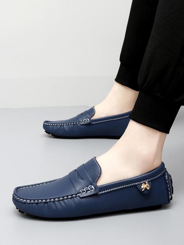 Men's Business Style Solid Color Slip-on Loafer Shoes, Fashionable Comfortable Flat Shoes for Daily Wear, Lightweight Breathable Shoes for All Seasons 2