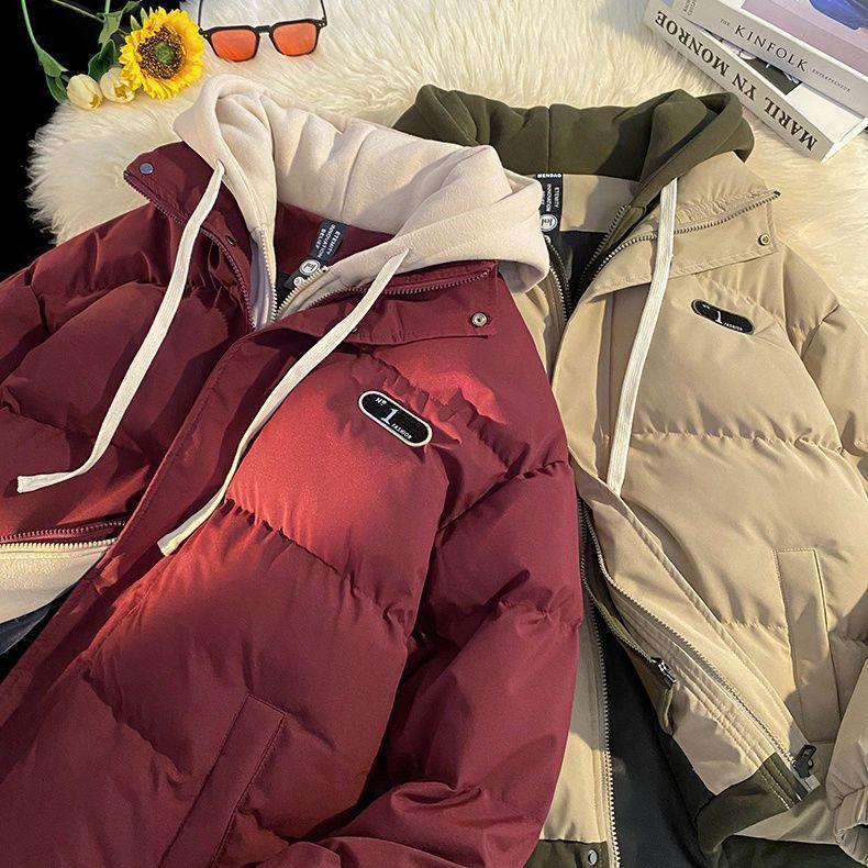 Fur Collar Hooded Couple Cotton-padded Clothes Winter Loose Cotton-padded Clothes Tide Brand Couples Cotton-padded Jacket