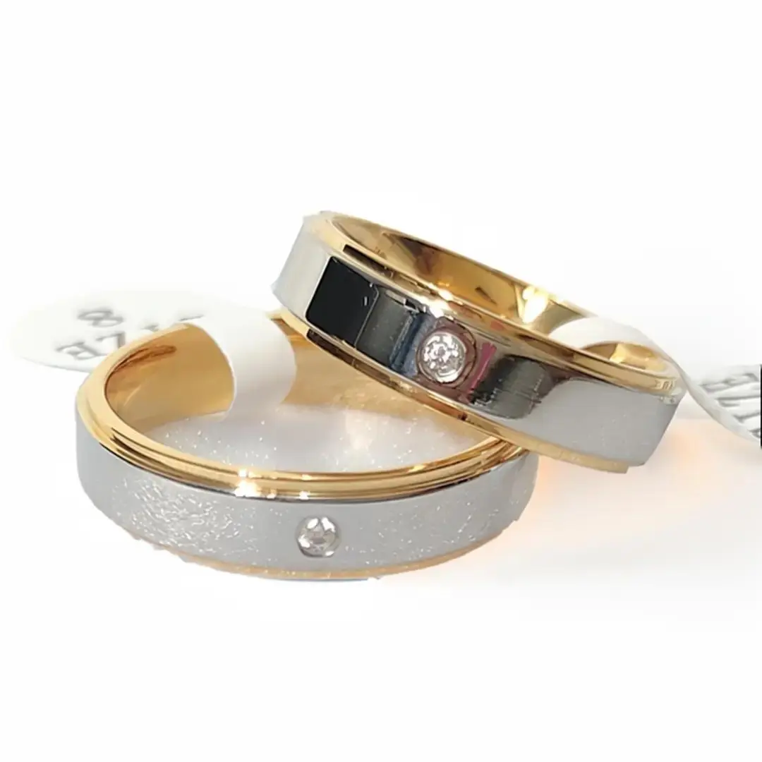 Cincin Couple Titanium Athena Anti karat Stainless Steel pernikahan pertunangan Gold Elegan Rings